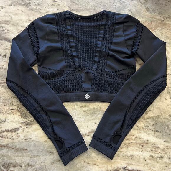 Nova Sport Black Fitted Leggings Long Sleeve Top Athletic Workout Set S/M - Picture 5 of 7